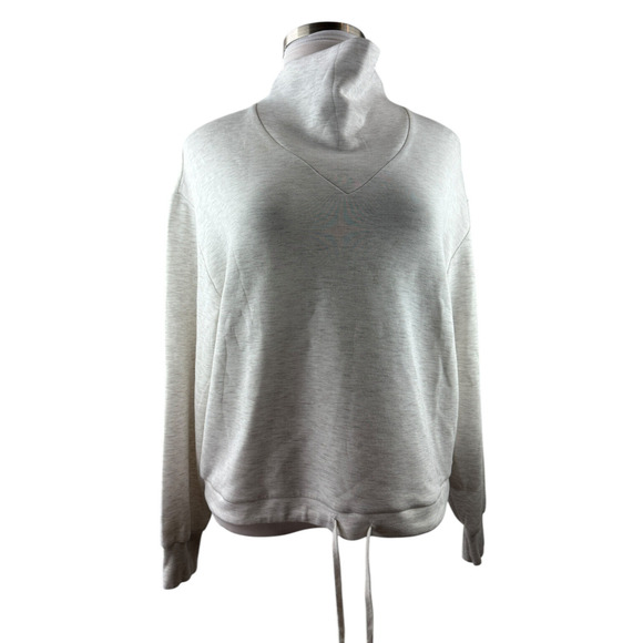 Varley Betsy Sweat Doublesoft Oversized Cowl Neck Sweatshirt Ivory Marl Medium - Picture 2 of 16